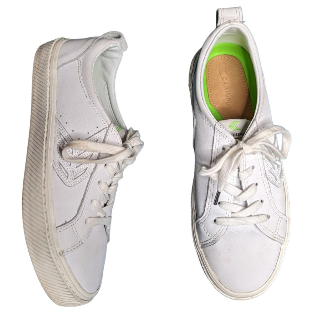 Cariuma Catiba Pro All White Leather Low Top Lace Up Street Sneakers W 8 M 6.5